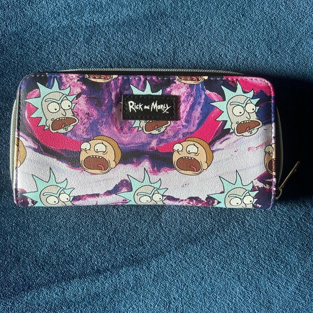 hot topic rick and morty galaxy print envelope wallet